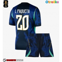 Otroške Nogometnih dresov Brazilija Lucas Paqueta #20 Gostujoči SP 2026 Kratki rokavi (+ hlače)